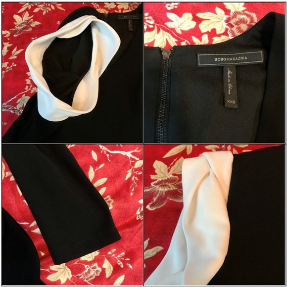 BCBGMaxAzria Colour-Block Cold-Shoulder Long-Sleeve "Shannen" Peplum Top XXS - Picture 14 of 16
